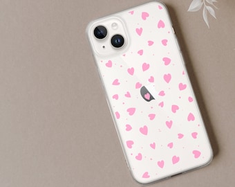 Pink Heart Pattern iPhone Case, Phone Cover