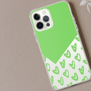 GREEN HEART Pattern iPhone 14 13 12 11 Pro Max case iPhone 13 12 mini case iPhone XR case iPhone X Max Case iPhone 7 8 14 Plus