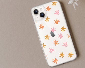 パステルフラワーのiPhoneケース、花柄のスマホカバー