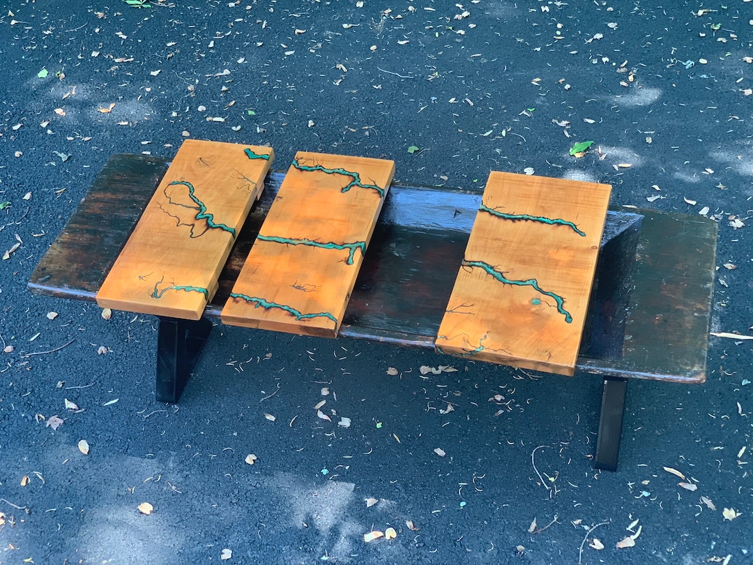 Narrow Coffee Table, Upcycled Table, Long Coffee Table, Epoxy Resin