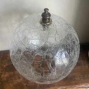 Vintage Crackle glass ceiling light replacement globe with decorative knob 6”
