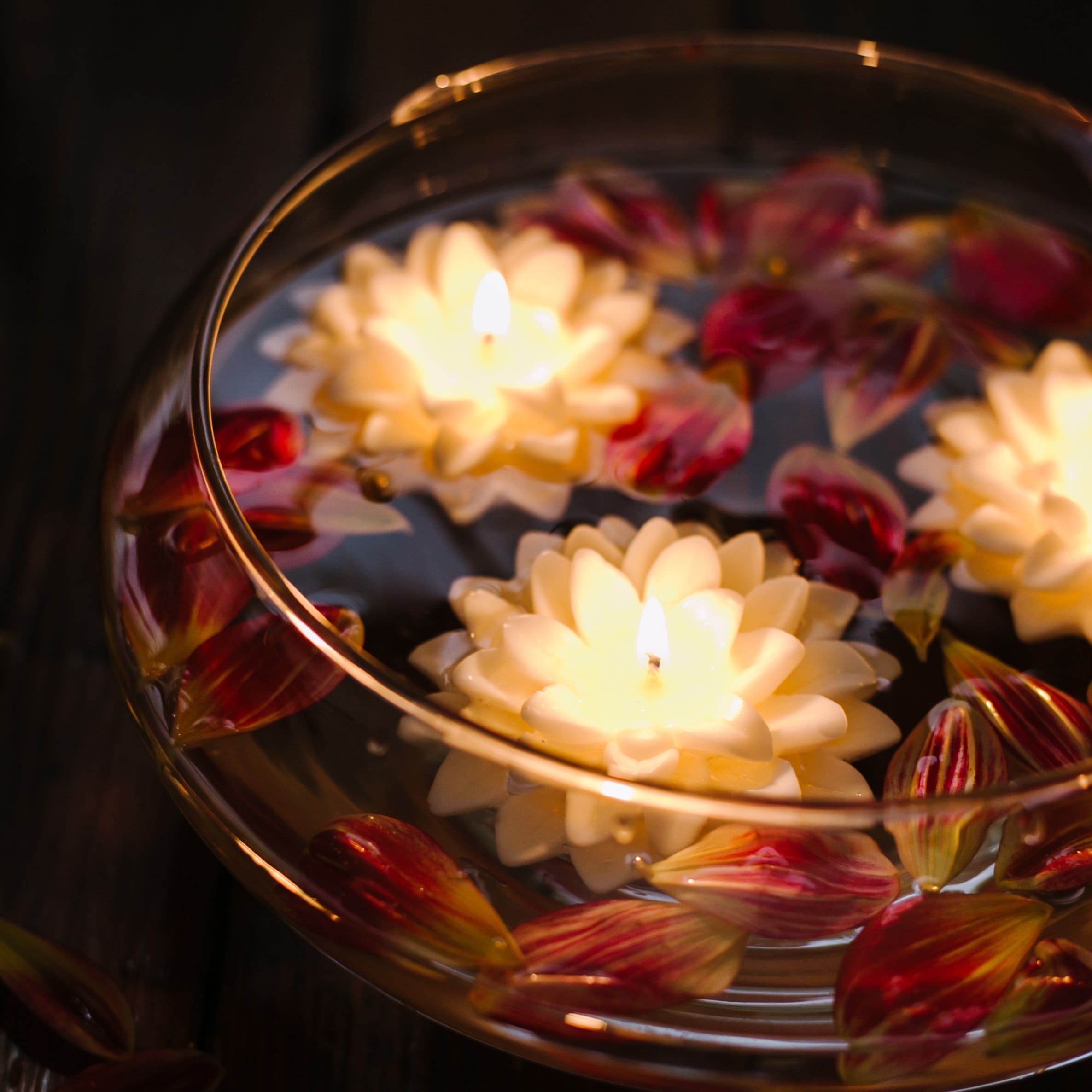  Set of Five Pressed Flower Candles in White : Home