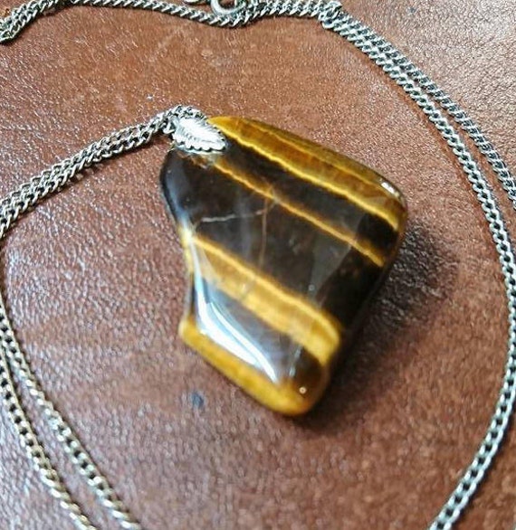 Vintage 1970's Tiger Eye Pendant BoutiqueByDaniel… - image 1