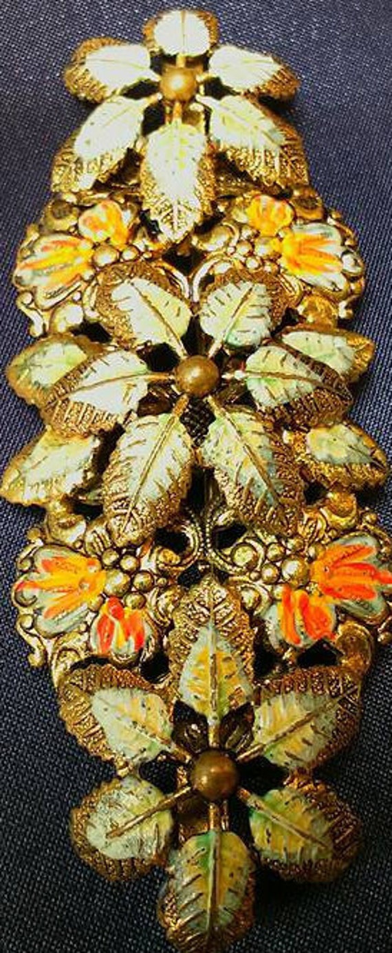 Victorian 1900's Autumn Floral Leaf Design Brooch… - image 1