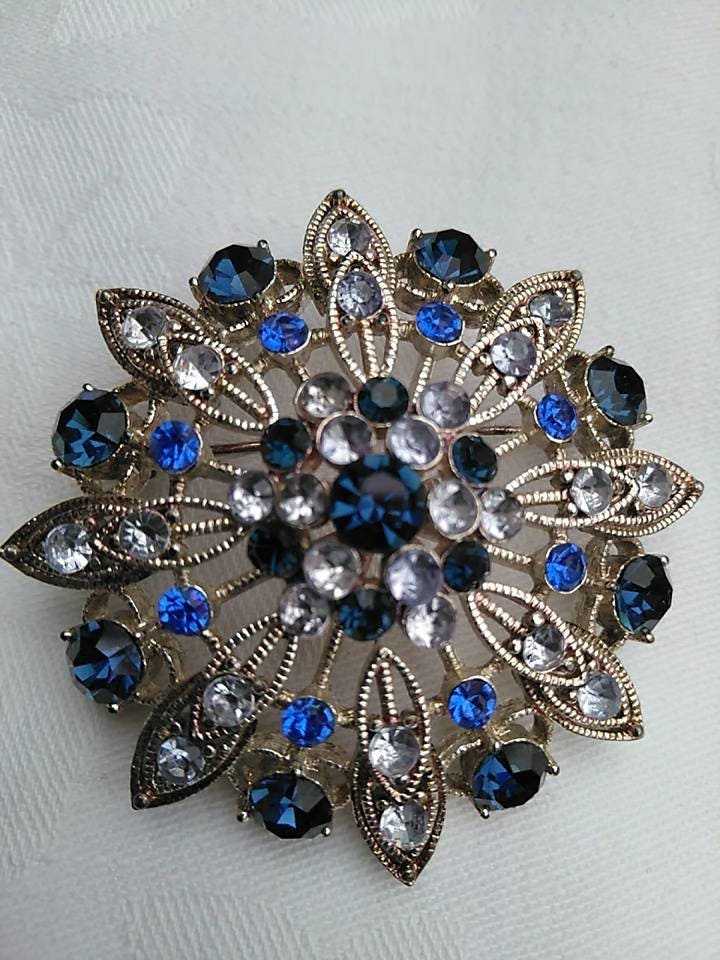 Vintage 1990's Decorative Snowflake Design Blue Rhinestone - Etsy Singapore