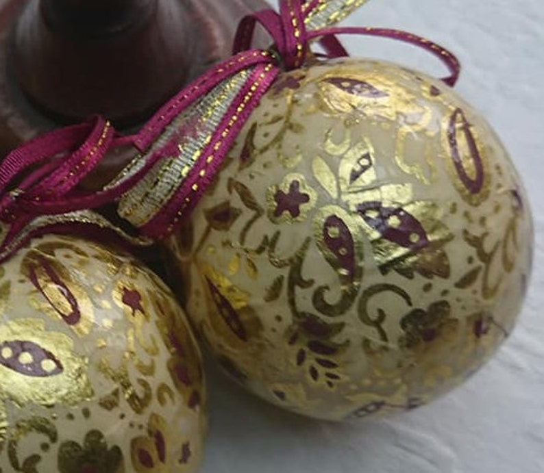 Vintage 1990/'s Papier Mache Christmas Holiday Season Bauble Decorations BoutiqueByDanielle Interior Decor Interior Decorator