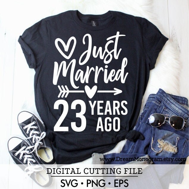 Just married 23 years ago Svg 23 Years Wedding Anniversary | Etsy