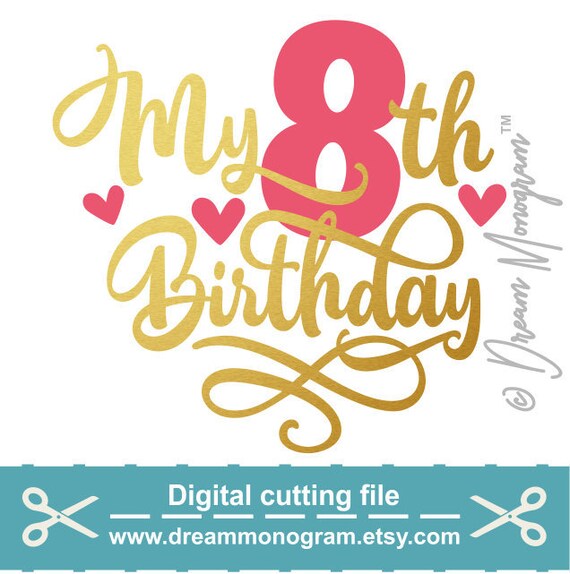 Download My Eighth Birthday Svg 8th Birthday I M Eight 8 Year Etsy