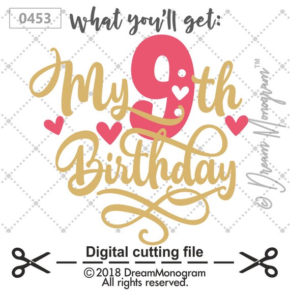 Download My Ninth Birthday Svg 9th Birthday I M Nine 9 Year Old Etsy
