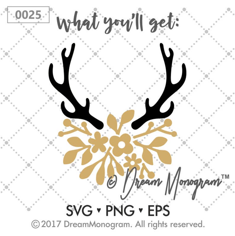 Download Floral Antler SVG Deer Antler Monogram svg Southern | Etsy