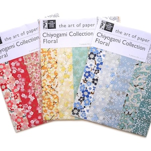 NEU! Chiyogami Kollektion "Floral, 5 Blatt je 22 x 28 cm, farblich aufeinander abgestimmt