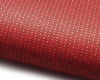 Japanese Paper Yuzen "Hishi – Diamond Pattern. Gold on Red." Chiyogami