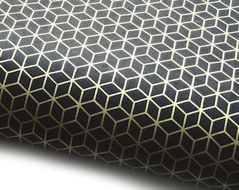 Lokta Paper "Lattice". Black/Gold. Handmade Nepalese Paper. Silk Screen Printed.