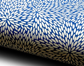 Japanese Paper Yuzen "Rice Flowers. White on Blue."  Chiyogami