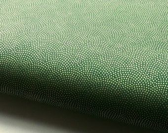 Japanese Paper Chiyogami Yuzen &quot;Samekomon - Sharkskin. Golden Dots on Dark Green&quot;