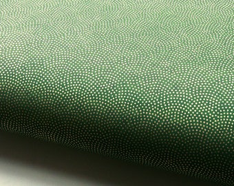 Japanese Paper Chiyogami Yuzen "Samekomon - Sharkskin. Golden Dots on Dark Green"