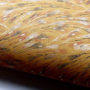 Papier japonais Chiyogami « Épis de blé dorés et noirs sur ocre »