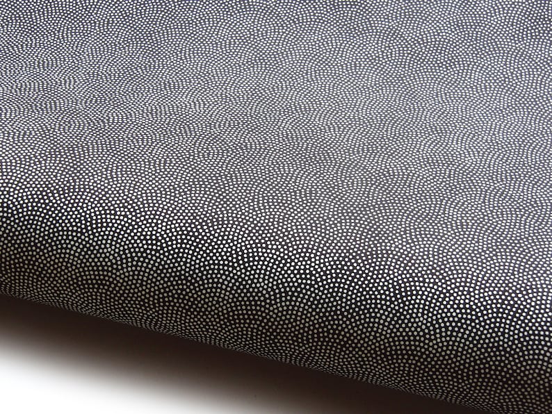NEW Japanese Paper Chiyogami Yuzen Samekomon White Dots on Black. Sharkskin