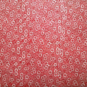Carta Lokta "Piccoli fiori". Bianco/Rosso. Carta nepalese fatta a mano, stampata.