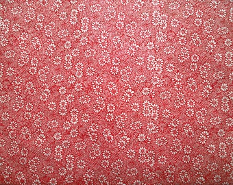 Loktapapier "Kleine Blüten". Weiß/Rot. Handgeschöpftes Nepal-Papier, bedruckt.