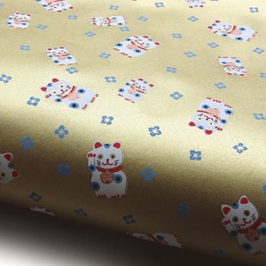 NOUVEAU! Papier japonais Chiyogami « Maneki Neko (chat faisant signe) et hortensia sur or. » Yuzen