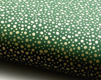 Japanese Paper Chiyogami Yuzen "Dots. Gold on Green."