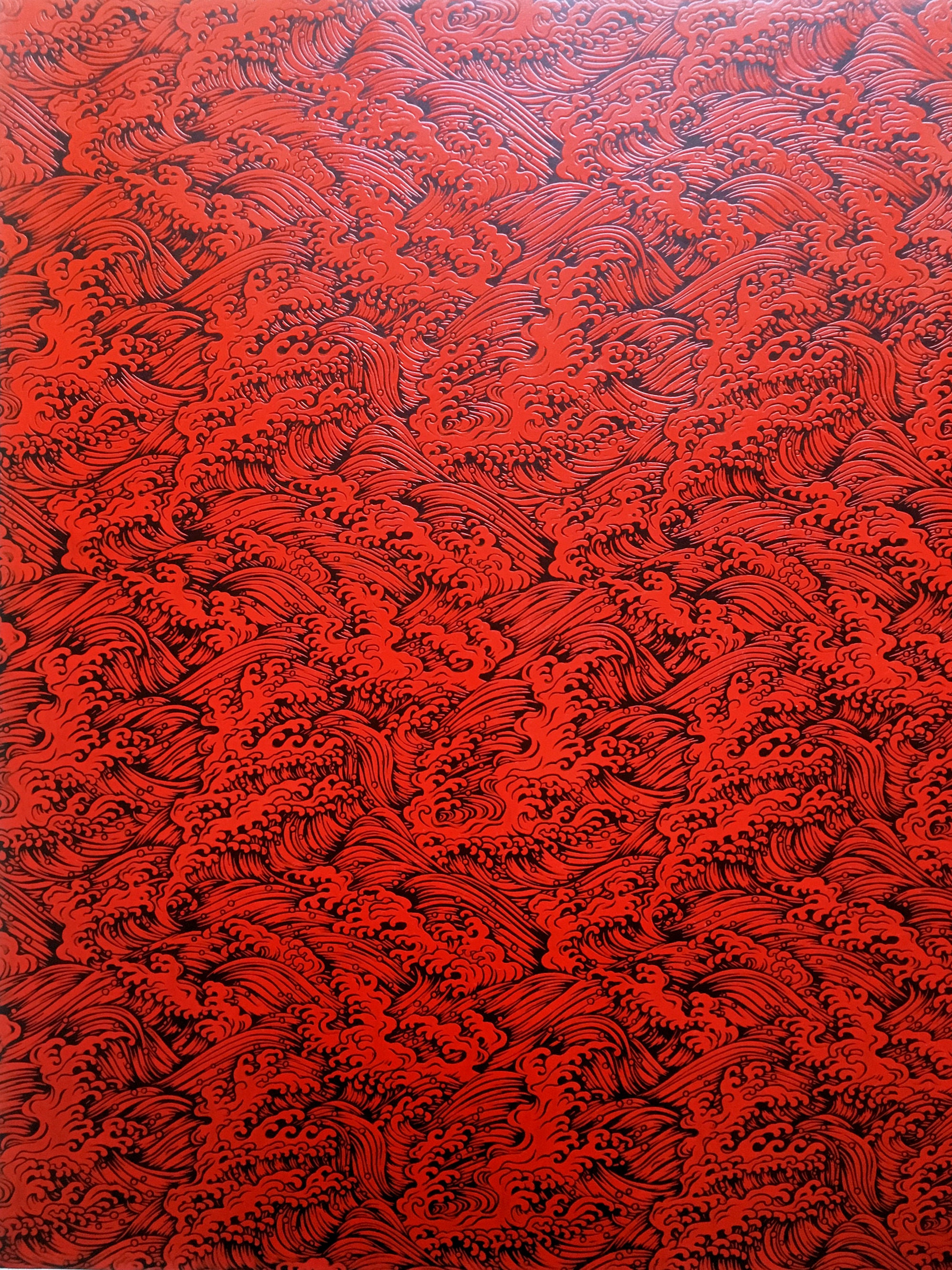 Lacquered Yuzen Origami Paper - KONAMI RED