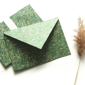 Sobres C6 "ramas" en 2 colores, paquete de 3 y 10, estampado Lokta, 16 x 10,5 cm