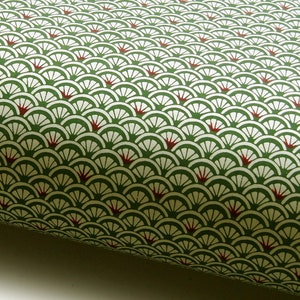 Japans papier Chiyogami "Chrysanthemum Zeegroen en Bordeaux."