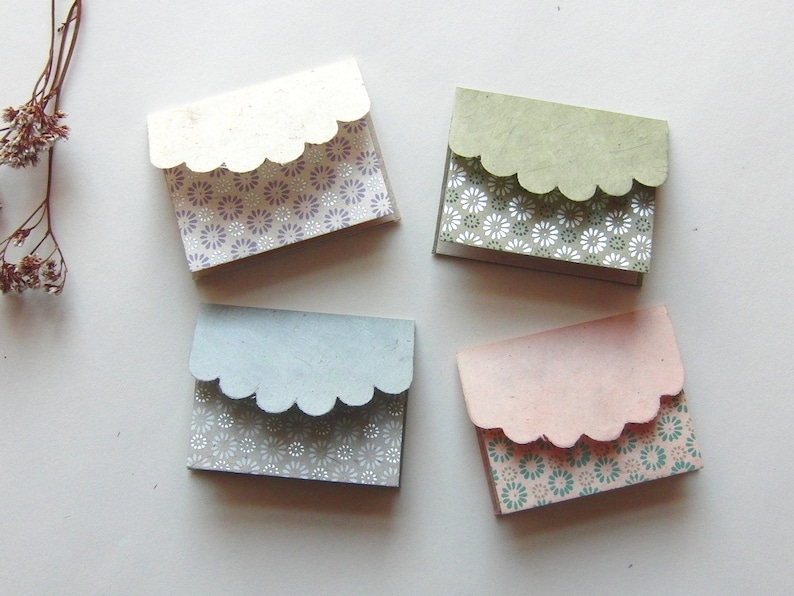 Mini Greeting Cards "Tiny Blossoms" with Envelopes, Pack of 4, Pack of 12 and Box of 24, Lokta Paper, Silk Screen Printed. 6.5 x 5.2cm image 8
