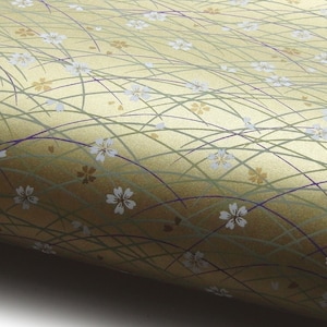 NUOVO! Carta giapponese Chiyogami "Fiori di ciliegio. Bianco e oro su oro". Yuzen