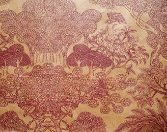 Lokta Paper "Kongpo". Cinnamon/Bordeaux. Handmade Nepalese Paper. Silk Screen Printed.