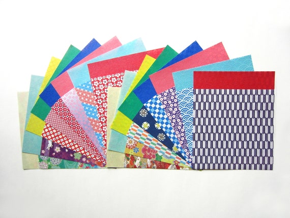 Carta per origami 16 schemi, 64 fogli, 15 x 15 cm, retro colorato -   Italia