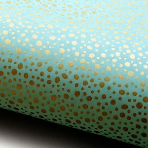 Japanpapier Chiyogami "Punkte. Gold auf Türkis."