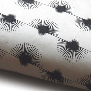Lokta Paper "Suns". Natural White/Black. Handmade Nepalese Paper. Silk Screen Printed.
