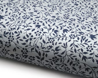 Lokta Paper "Clematis". Light Blue/Dark Blue. Handmade Nepalese Paper. Silk Screen Printed.