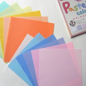 Carta per origami "Pastello" tinta unita, 12 colori, 60 fogli, 15 x 15 cm, retro bianco immagine 2
