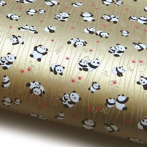 Japans papier Chiyogami "Panda's spelen op goud." Yuzen