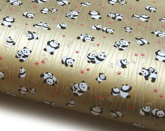 Japanese Paper Yuzen "Playing Pandas on Gold." Chiyogami