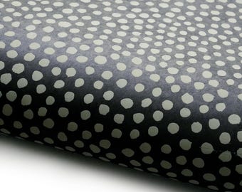 Lokta Paper "Dots". Black/Light Grey. Handmade Nepalese Paper. Silk Screen Printed.