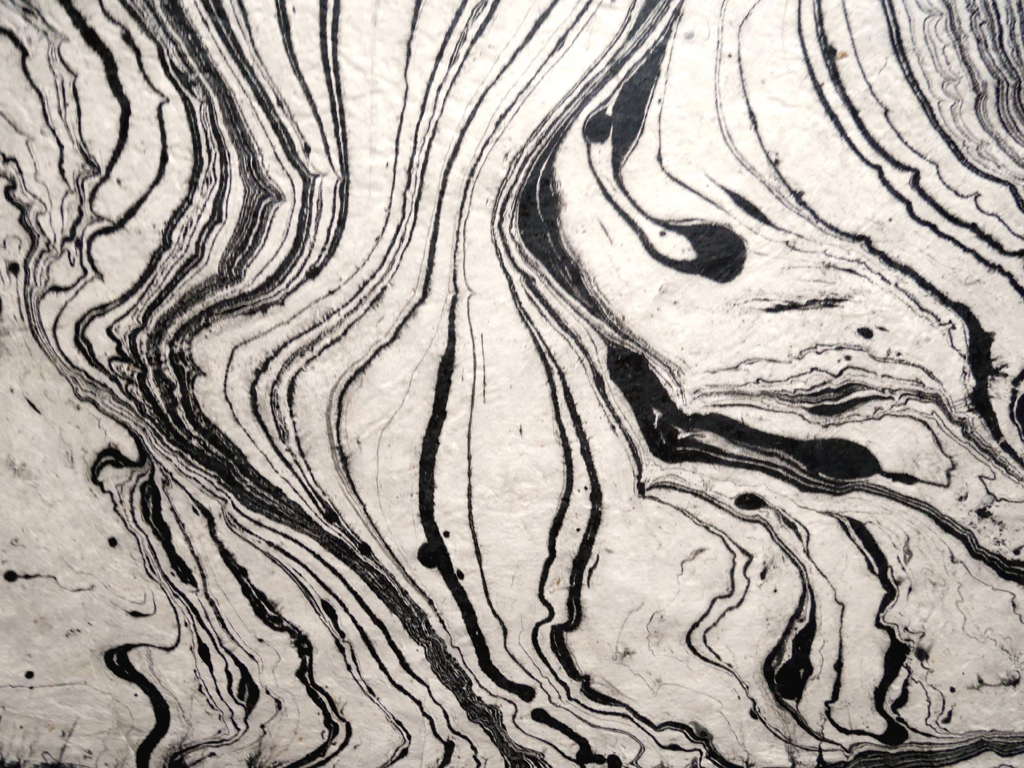 Marbeled Lokta Paper. Natural White/Schwarz. Handmade