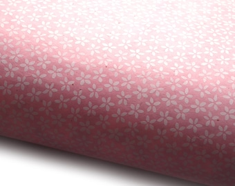 Lokta Paper "Tiny White Blossoms". Pink/White. Handmade Nepalese Paper. Silk Screen Printed.