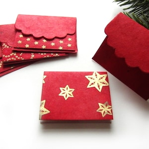 Mini set de cartes de vœux "Noël" avec enveloppes, paquet de 4, paquet de 12 ou boîte de 24, imprimé Lokta, 6,5 x 5,2 cm