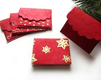 Mini-hälsningskortset "Jul" med kuvert, 4-pack, 12 eller 24, Lokta-tryck, 6,5 x 5,2 cm