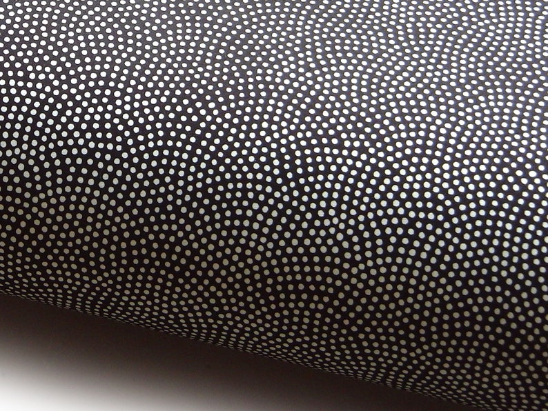 NEW Japanese Paper Chiyogami Yuzen Samekomon White Dots on Black. Sharkskin
