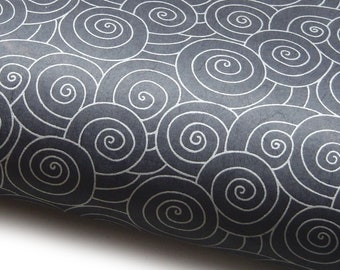 Lokta Paper "Spirals". Grey/Silver. Handmade Nepalese Paper. Silk Screen Printed.