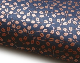 Lokta Paper "Capsules". Night Blue/Copper. Handmade Nepalese Paper. Silk Screen Printed.