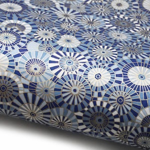 NUOVO! Carta giapponese Chiyogami "Ombrelloni. Blu, bianco e oro." Lo yuz