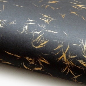 Japanese Paper Tairei. Black with Golden Fibre Inclusions. 21" x 31"