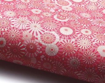 NEW! Japanese Paper Yuzen "Parasols. Pink, White and Gold." Chiyogami